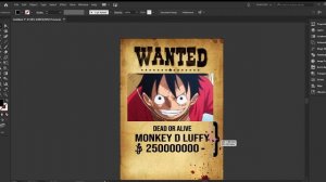 One Piece Wanted Poster Design | Adobe Illustrator | Onepiece Anime #onepiece #luffy #youtube