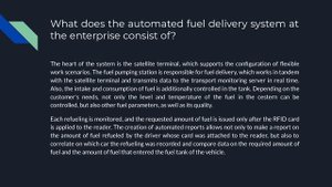 Automated fuel delivery system at the enterprise. Fuel delivery to drivers using RFID cards.