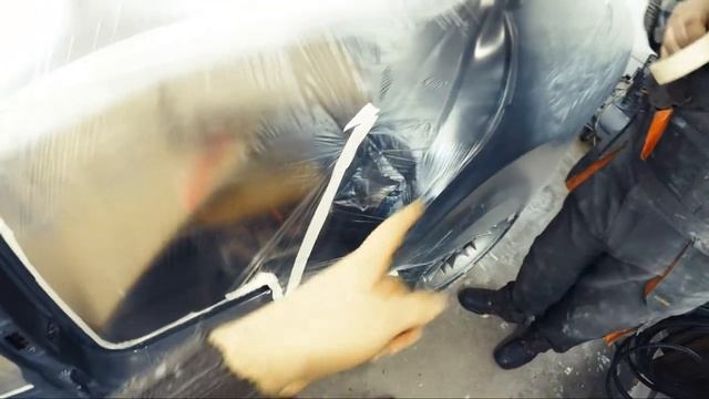 Подготовка к перекраске левого проема и заднего правого крыла BMW e34 540. Обклейка тачки смотреть онлайн