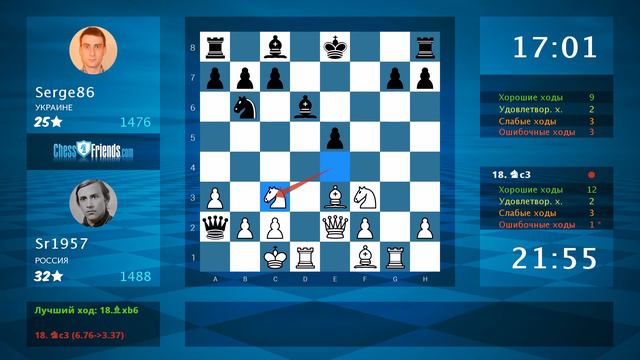 Chess Game Analysis: Sr1957 - Serge86 : 1-0 (By ChessFriends.com) смотреть онлайн