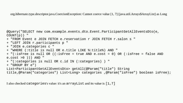 Jpa @Query Annotation problem with using IN clause with java ArrayList смотреть онлайн