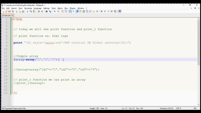 Learn PHP Online | Lesson 2 | PHP print(), print_r(), array() function #learnphp #phpfunction