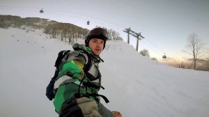 Роза Хутор. Спуск по трассе для новичков Б-52 . Часть 3.