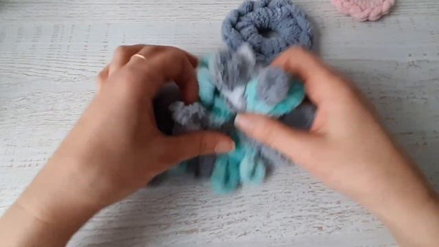 Плюшевая резинка из Ализе Пуффи. Без крючка и спиц,  из остатков пряжи. #ализепуффии