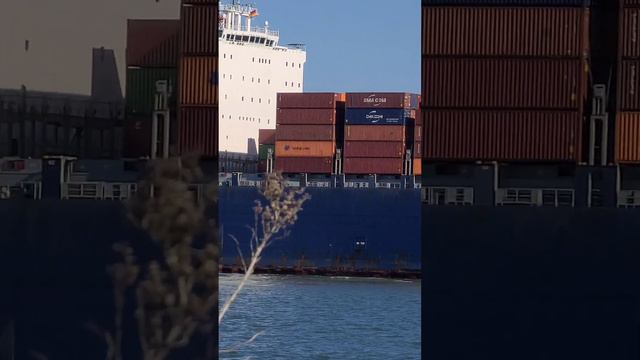 Chesapeake Bay VA #containership #shipping #ship #container #cargoship #shipspotting  #lifeatsea