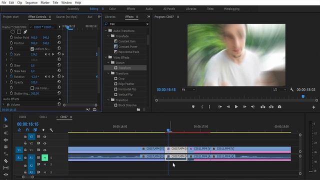 Крутой переход для видео в Premiere Pro. Вращение