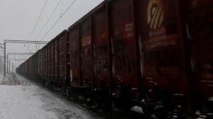 Поезда в заснеженном лесу. Платформа 298 км (перегон Детково - Усады-Окружные) Московской жд.