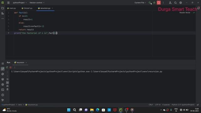 Recursive Function in Python with Factorial Program