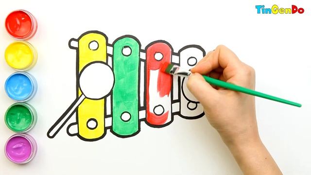 How to draw and paint a xylophone. Coloring, drawing and painting for kids by TinGenDo смотреть онлайн