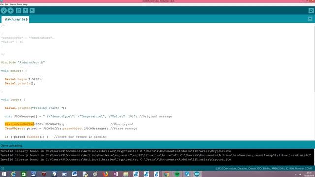 ESP32 Arduino: parsing json