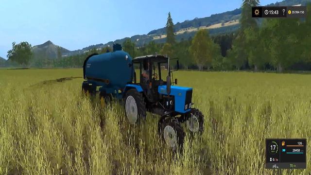 Farming Simulator 2017. Нестеровка. Трактор Беларус МТЗ-82.1. Бочка МЖТ-16.