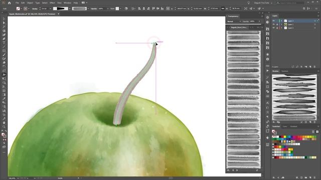 Watercolor Vector Brushes - How to draw an Apple with Watercolor Brushes in Adobe Illustrator смотреть онлайн