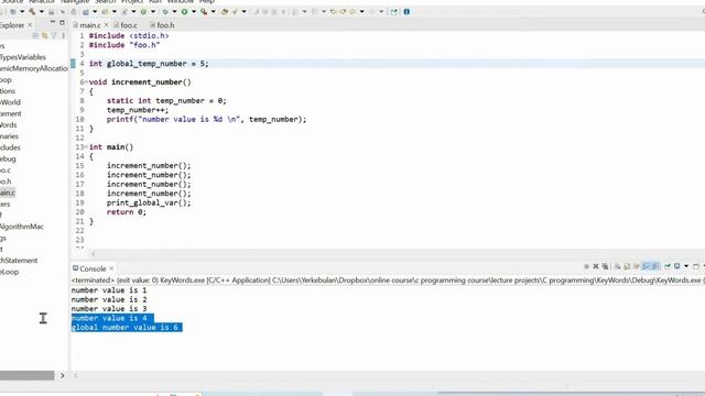 Easy explanation of static, extern, and volatile keywords: C programming смотреть онлайн