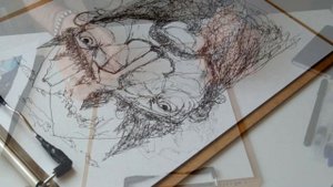 голова лесника / АМБИДЕКСТР  / рисунок ДВУМЯ руками / графический рисунок про мысли о природе