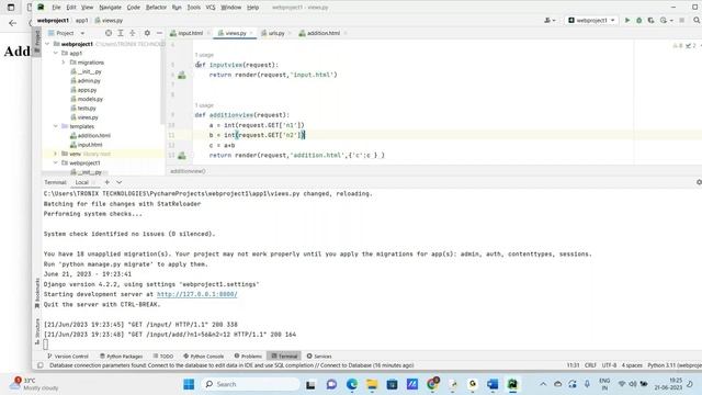 Develop a Django Project for HTML Form Data Input | Django Tutorials Telugu | Django For Beginners