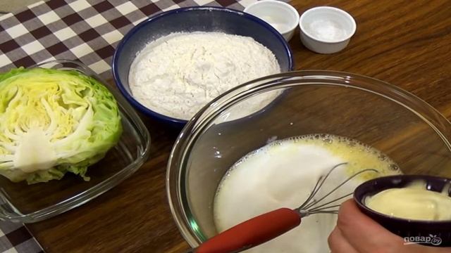Быстрый наливной пирог с капустой