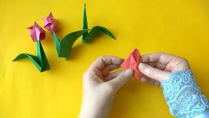 ТЮЛЬПАН оригами,как сделать оригами тюльпан #оригамибум