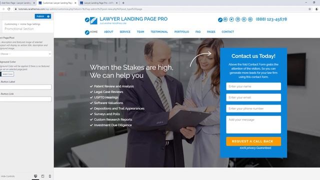 How to configure Promotional Section on homepage | Lawyer Landing Page Pro WordPress Theme смотреть онлайн