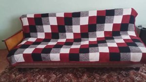 Плед связанный, техникой печворк из старых свитеров.