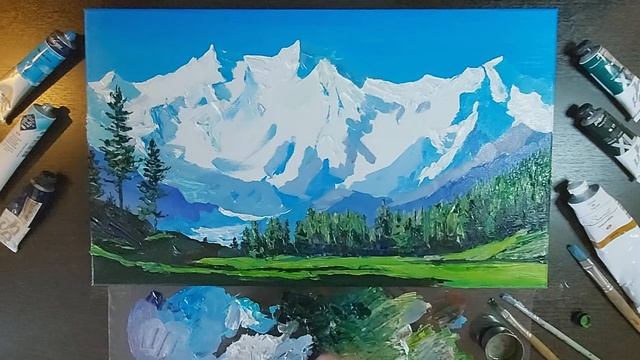 Снежные вершины | #КрасотаМира | Масляная живопись | Картина за час | How to draw mountain | Twins