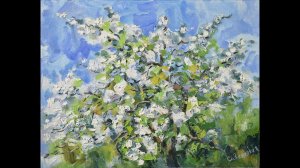 Blooming Apple Tree Painting Spring Landscape Original Art