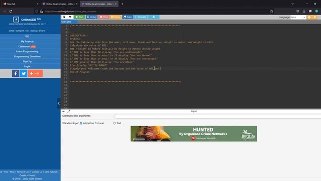 Body Mass Index Program in JAVA смотреть онлайн