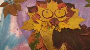 Как сделать аппликацию в виде совы из осенних листьев?