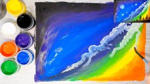 Как рисовать Космос. Простой рисунок гуашью для начинающих. День космонавтики.