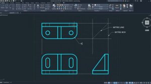 2020 Drawing Hidden Lines for an Orthographic drawing using alignment lines and a mitre line