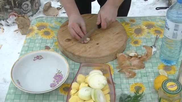 Скумбрия в коптильне - Золотая корочка / Печеная Картошка