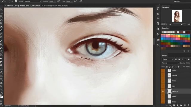 Процесс рисования портрета, стиль живопись смотреть онлайн