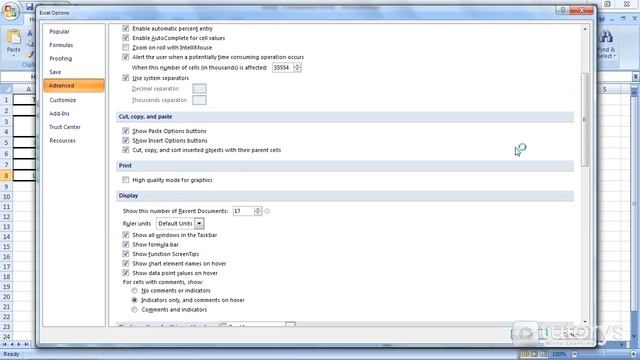 How to change the advanced options with Excel 2007? смотреть онлайн