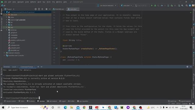 Flutter firebase integration through firebase CLI