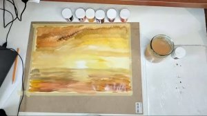 Теплые цвета. Рисуем осенний пейзаж гушью