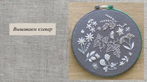 Монохромная вышивка - клевер