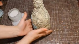 Простой способ декора бутылки из папье маше. Мастер-класс.