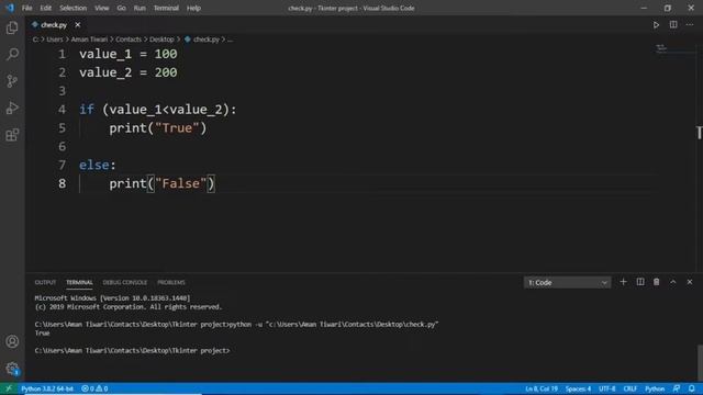 Python If Else Tutorial For Beginners In Visual Studio Code | If Else In Python 3 |