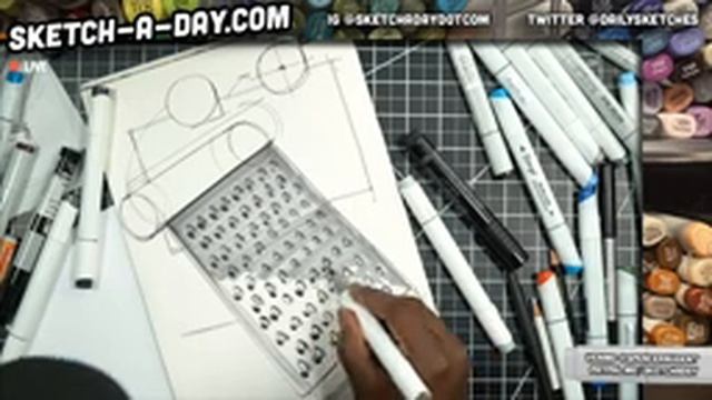 How to draw a cheese grater with markers - Sketch A Day Live Recap April 22 2020 смотреть онлайн