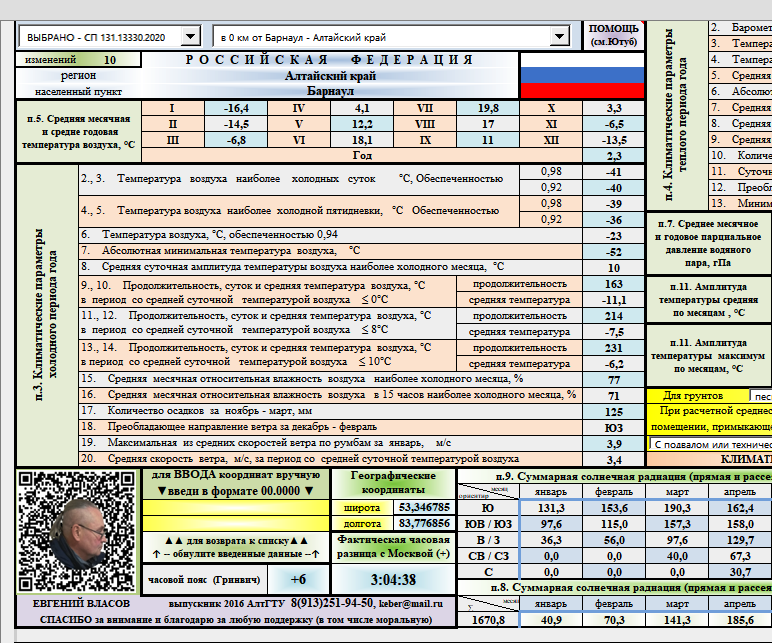 ЖИВЫЕ КАРТЫ СП131.13330.2020 Строительная климатология России на одной странице