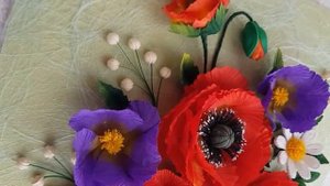 Картина Маки в технике квиллинг. Quilling  bilde Valmue
