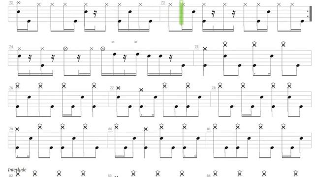 Spasm + Meshuggah + Drum only + Drum tab