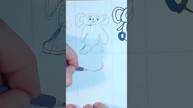 We draw Cheburashka, how to draw Cheburashka step by step easily with pencils, #shorts