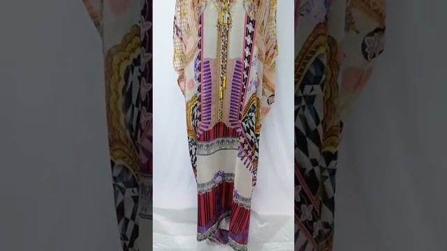 Lace up silk kaftan dress