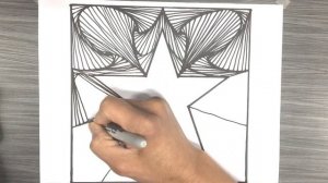 STAR ⭐️  - A 3D Overlapping Line Illusion | A Simple Satisfying Free Hand Drawing. TIME LAPSE