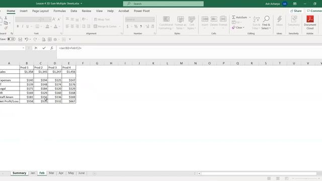 3D Summing Multiple Sheet Operations: Nepali Microsoft Excel Tutorial : Video 4 смотреть онлайн
