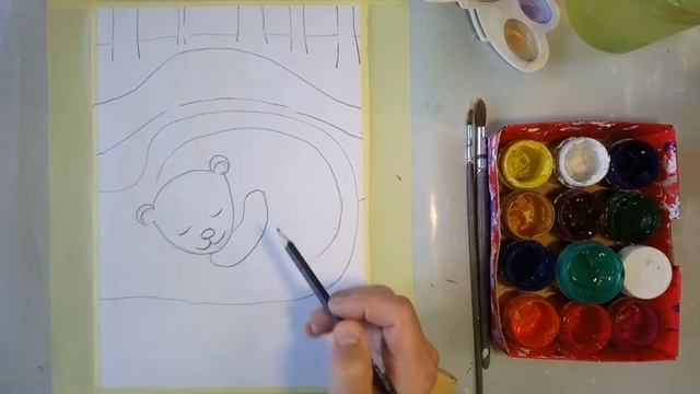 медведь в берлоге/Рисуем гуашью/Инна Ягунова смотреть онлайн