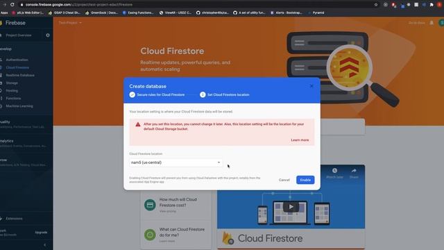 Setting up a new project in Firebase