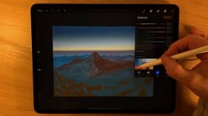 IPAD PAINTING TUTORIAL- Mountain sunset landscape art in Procreate app