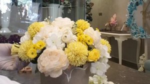 How to make artificial flower arrangement in vase using yellowcolor