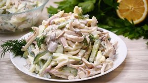 Салат из кальмаров,белковая бомба